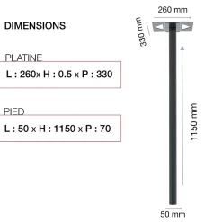 Renz Pied elliptique Noir Sablé RAL 2100 MS