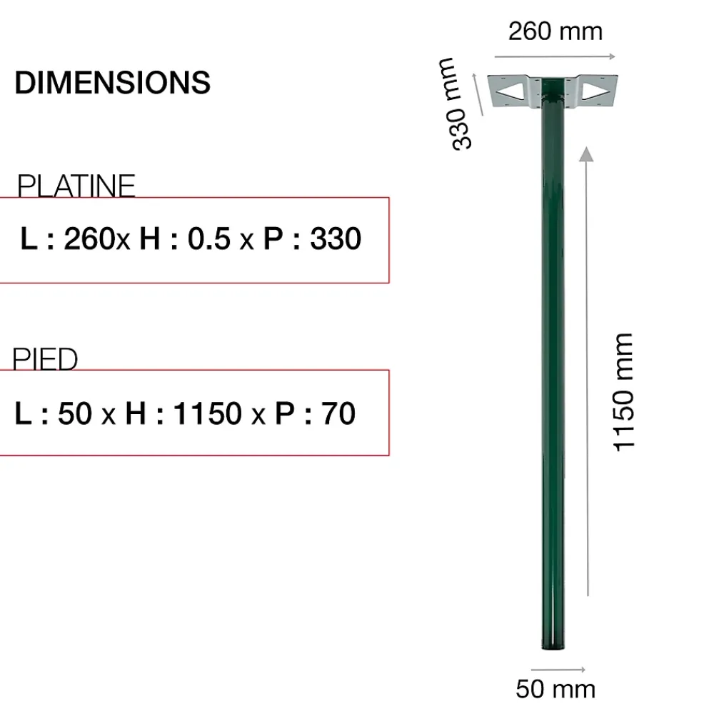 Renz Pied De Boîte Aux Lettres-Pied elliptique Vert brillant RAL 6005B