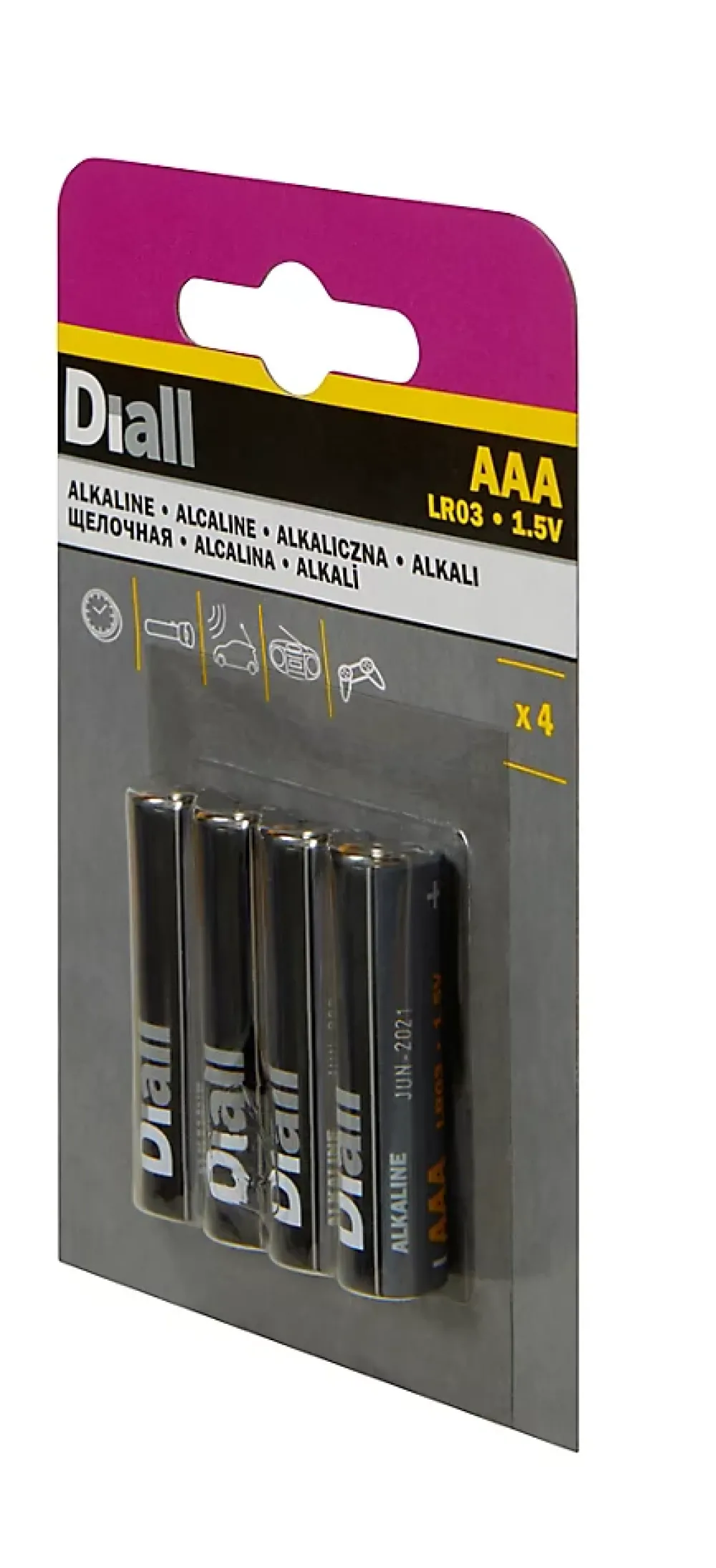 Diall Pile alcaline AAA (LR03) , lot de 4