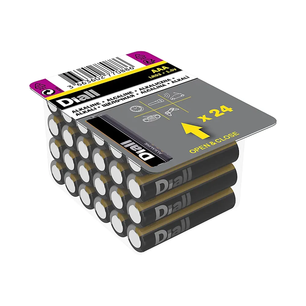 Diall Pile Aaa|Pile Lr03-Pile alcaline AAA (LR03) non rechargeable, lot de 24