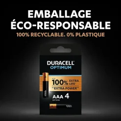 Duracell Pile Aaa-Pile alcaline AAA (LR03) Optimum, lot de 4