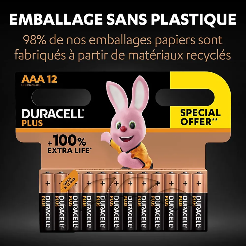 Duracell Pile Aaa|Pile Lr03-Pile alcaline AAA (LR03) Plus non rechargeable, lot de 12