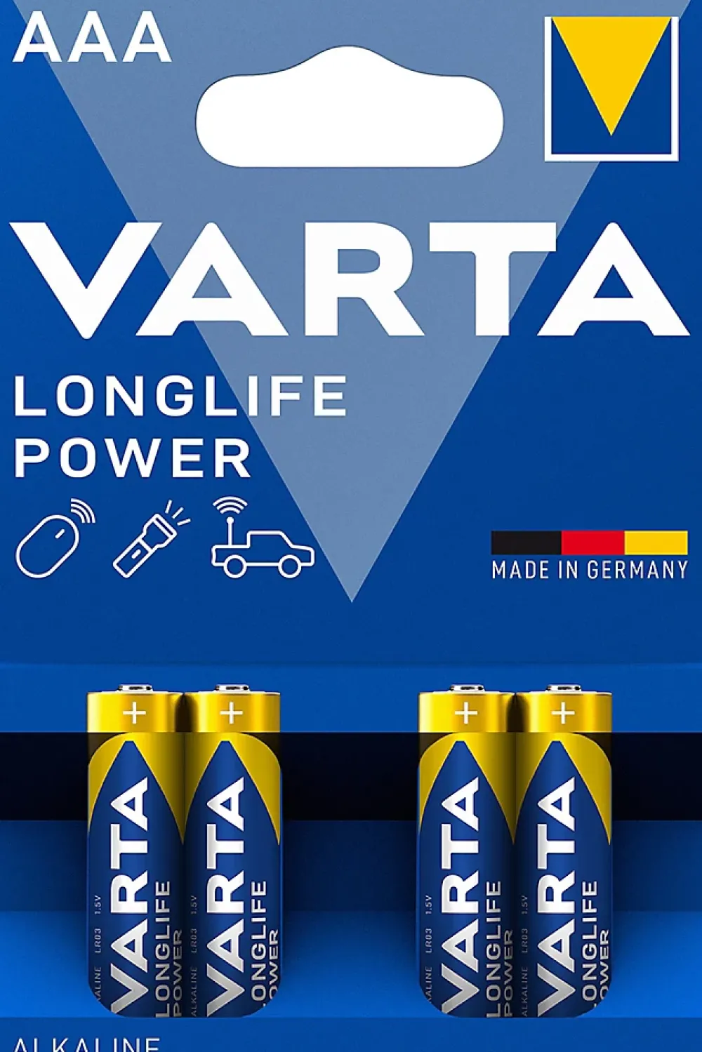 Varta Pile alcaline AAA (LR03) Long-life Power D, lot de 4