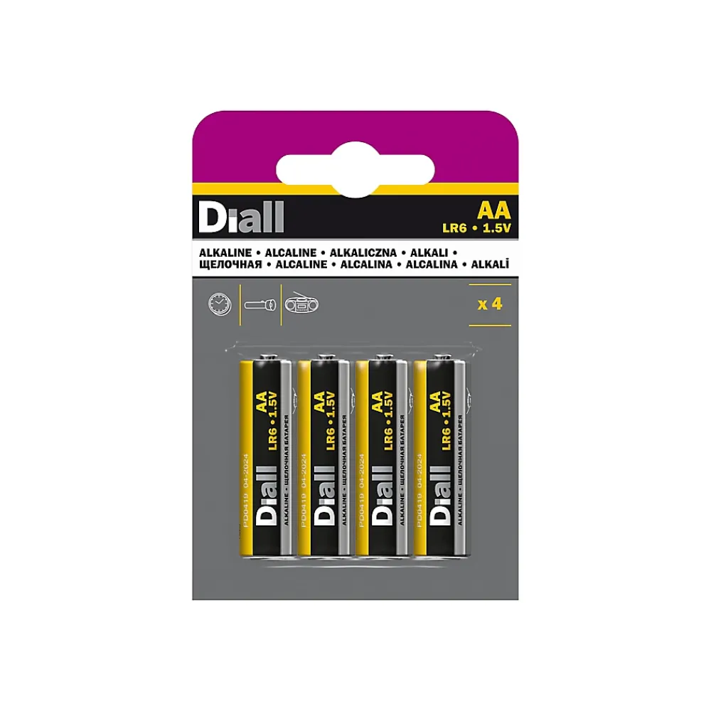 Diall Pile alcaline AA (LR6) , lot de 4