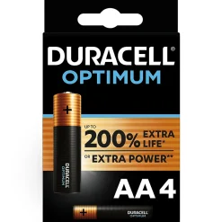 Duracell Pile Aa-Pile alcaline AA (LR6) Optimum, lot de 4