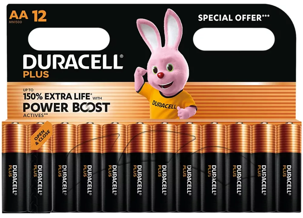 Duracell Pile alcaline AA (LR6) Plus Power Boost, lot de 12