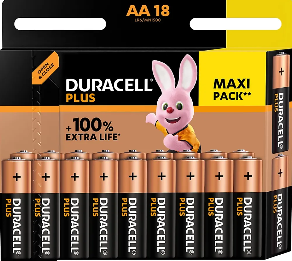Duracell Pile Aa|Pile Lr6-Pile alcaline AA (LR6) Plus, lot de 18