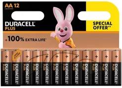 Duracell Pile alcaline AA (LR6) Plus, lot de 12