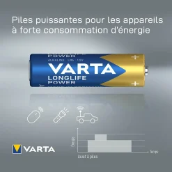 Varta Pile alcaline AA (LR6) Long-life Power, lot de 6