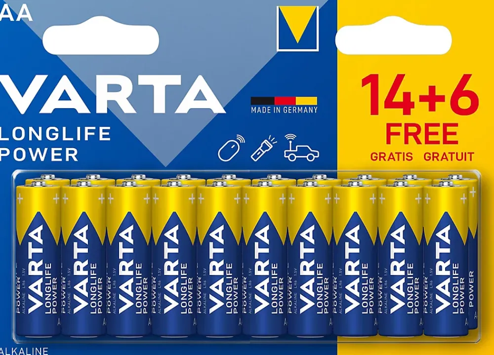 Varta Pile Aa|Pile Alcaline-Pile alcaline AA (LR6) Long-life Power, lot de 2