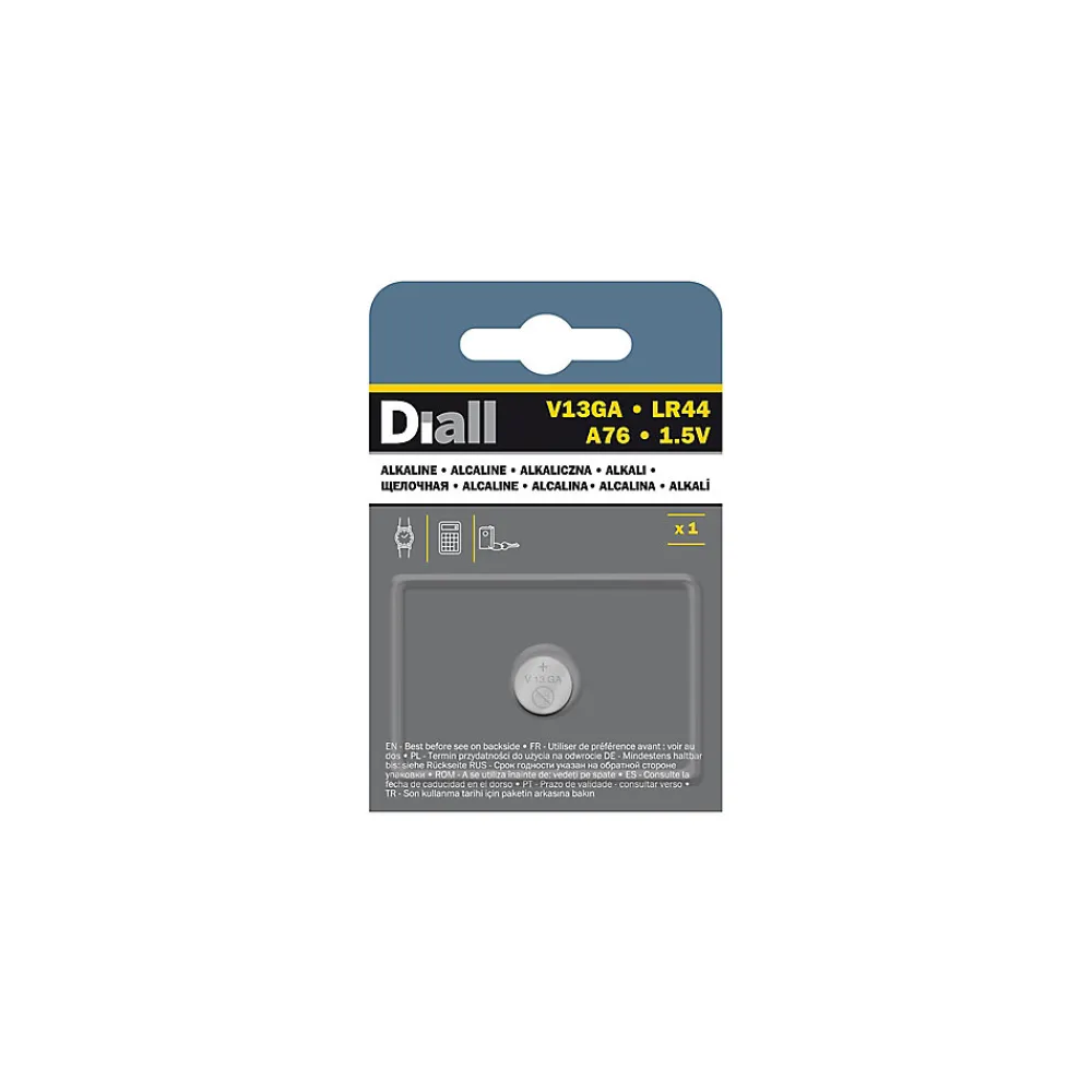 Diall Pile Alcaline-Pile alcaline bouton LR44 / LR154 , lot de 1
