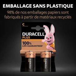 Duracell Pile C|Pile Alcaline-Pile alcaline C (LR14) Plus, lot de 2