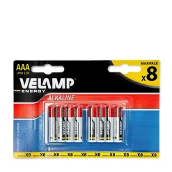 Velamp Pile alcaline MINI STILO LR03 AAA 1.5V - Blister de 8