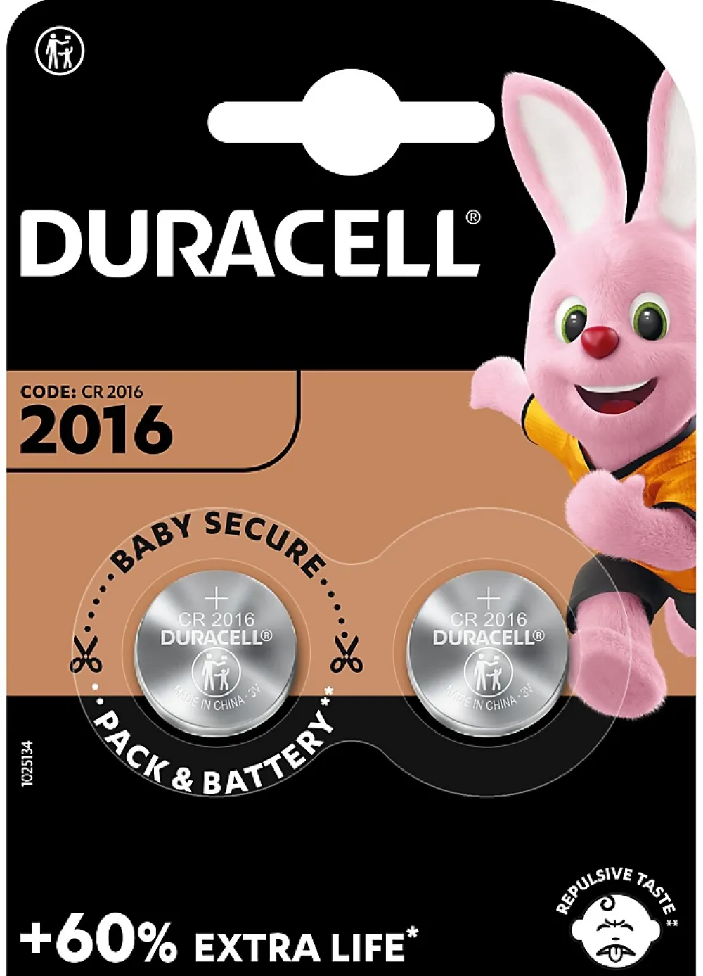 Duracell Pile au lithium CR2016 , lot de 2
