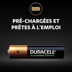 Duracell Pile rechargeable AAA (LR03) 750Mah, lot de 4
