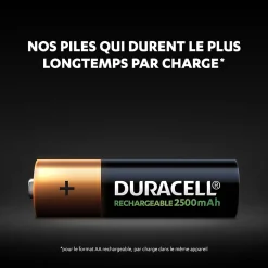 Duracell Pile rechargeable AA (LR6) 2500Mah, lot de 4