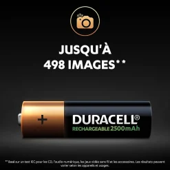 Duracell Pile rechargeable AA (LR6) 2500Mah, lot de 4