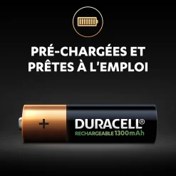 Duracell Pile rechargeable AA (LR6) 1300Mah, lot de 4