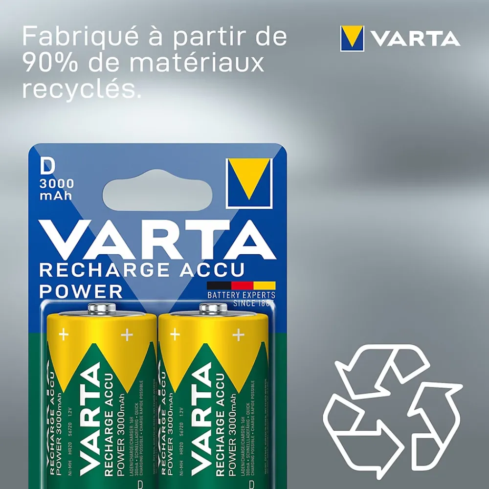 Varta Pile D|Pile Rechargeable-Pile rechargeable Ni-MH D (LR20) , lot de 2