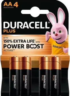 Duracell Piles alcaline AA LR6 Plus Powerboost - lot de 4