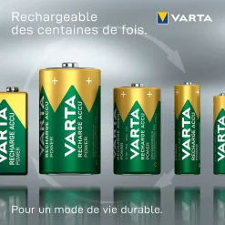 Varta 2 Piles rechargeables Ni-MH C (HR14)