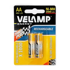 Velamp Pile Aa|Pile Alcaline-2 piles rechargeables ni-mh stilo AA 2600 mAh