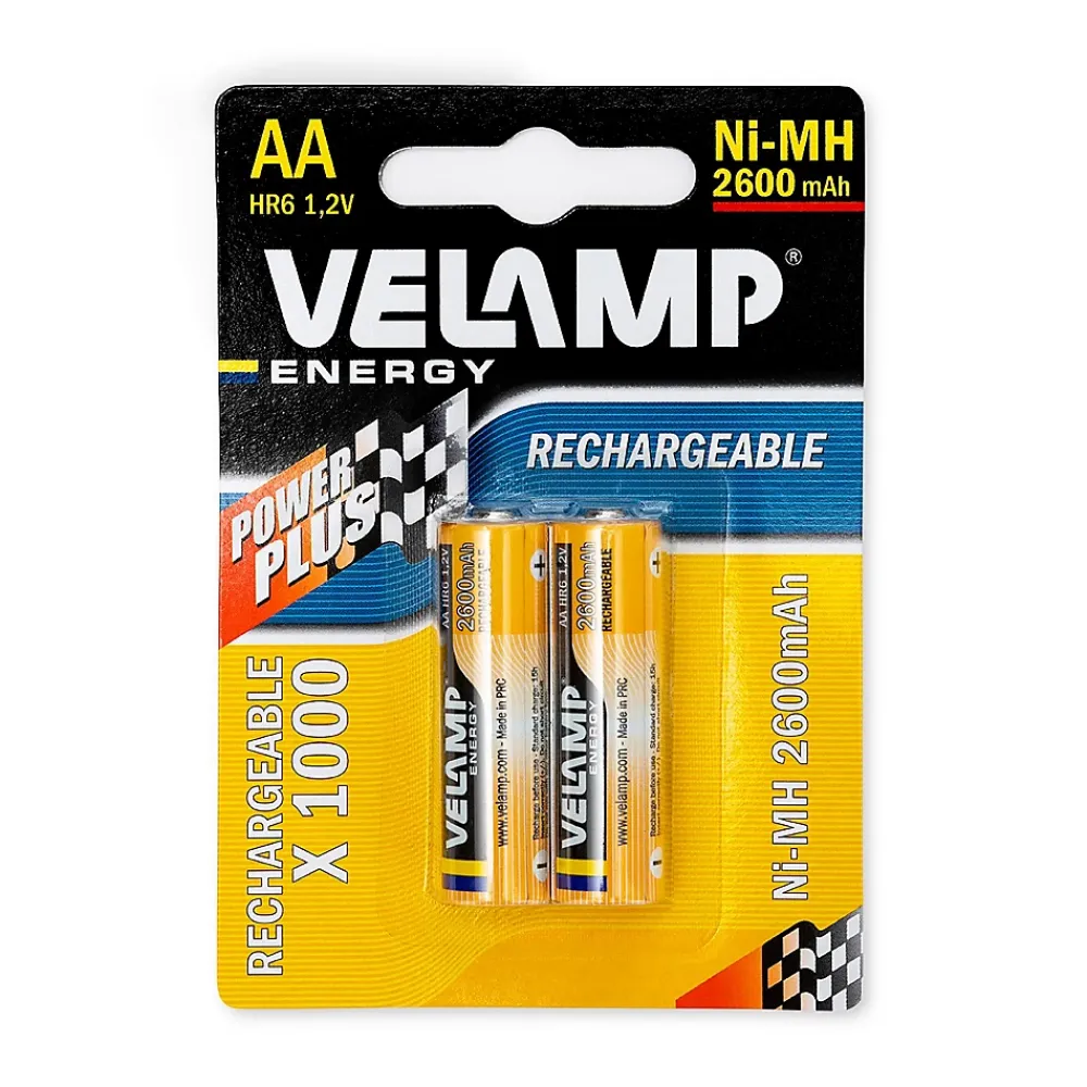 Velamp Pile Aa|Pile Alcaline-2 piles rechargeables ni-mh stilo AA 2600 mAh