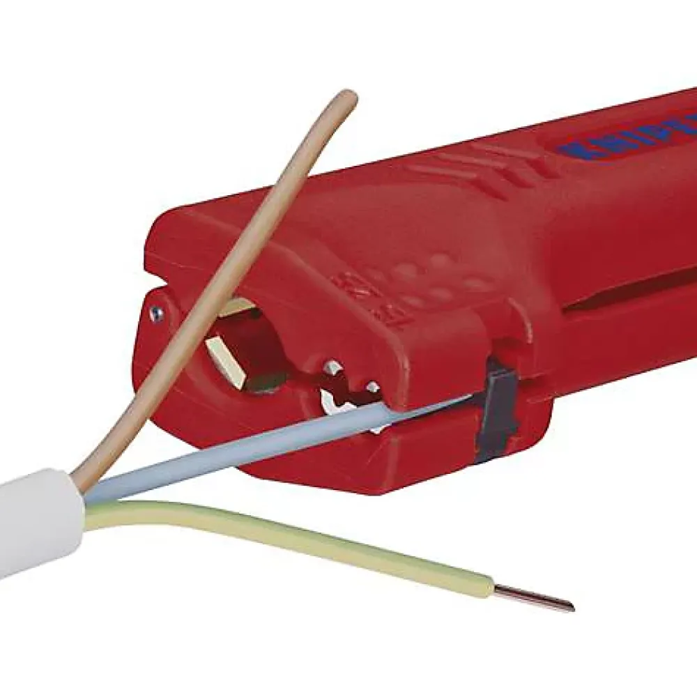 D44 Pince À Dénuder-Pince à dénuder universelle 446, 130 mm, pour câbles ronds et environnements humides : butée réglable, ambidextre et anti-chute.