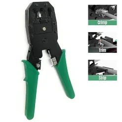 Velamp Testeur De Tension-Pince à sertir 3 en 1. Pour connecteurs RJ45, RJ11, RJ12. Vert
