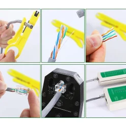Velamp Testeur De Tension-Pince à sertir 3 en 1. Pour connecteurs RJ45, RJ11, RJ12. Vert