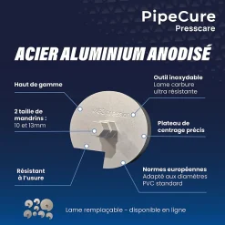 Pipecure Ébavureur Et Évaseur-Presscare, Kit de 2 Diametres Alesoirs PVC pour Piscinistes en Aluminium Anodise, Lame en carbure disponible