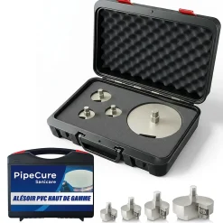 Pipecure Ébavureur Et Évaseur-Sanicare, Kit de 4 Diametres Alesoirs PVC pour Professionnels (32,40,50 et 100 mm), Lame en carbure disponible