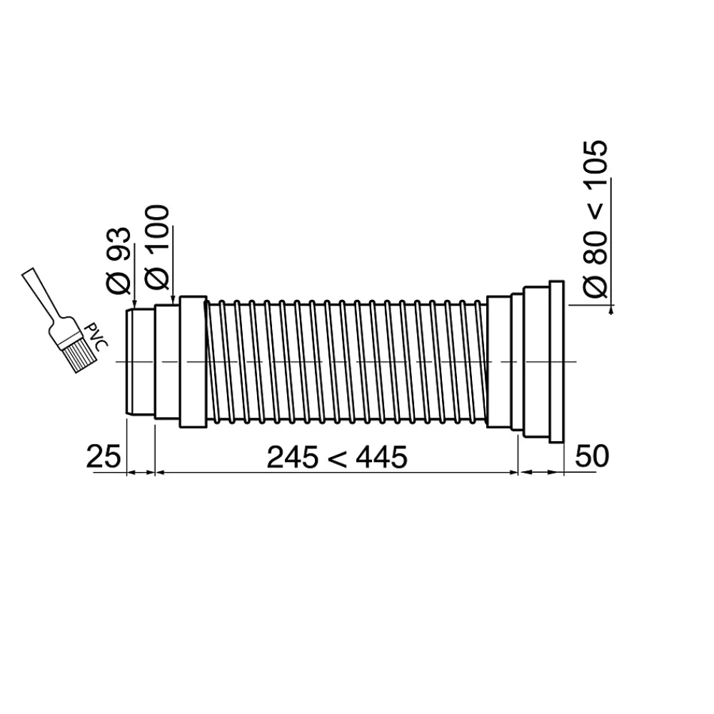 Wirquin Pipe WC flexible souple L. 520 mm