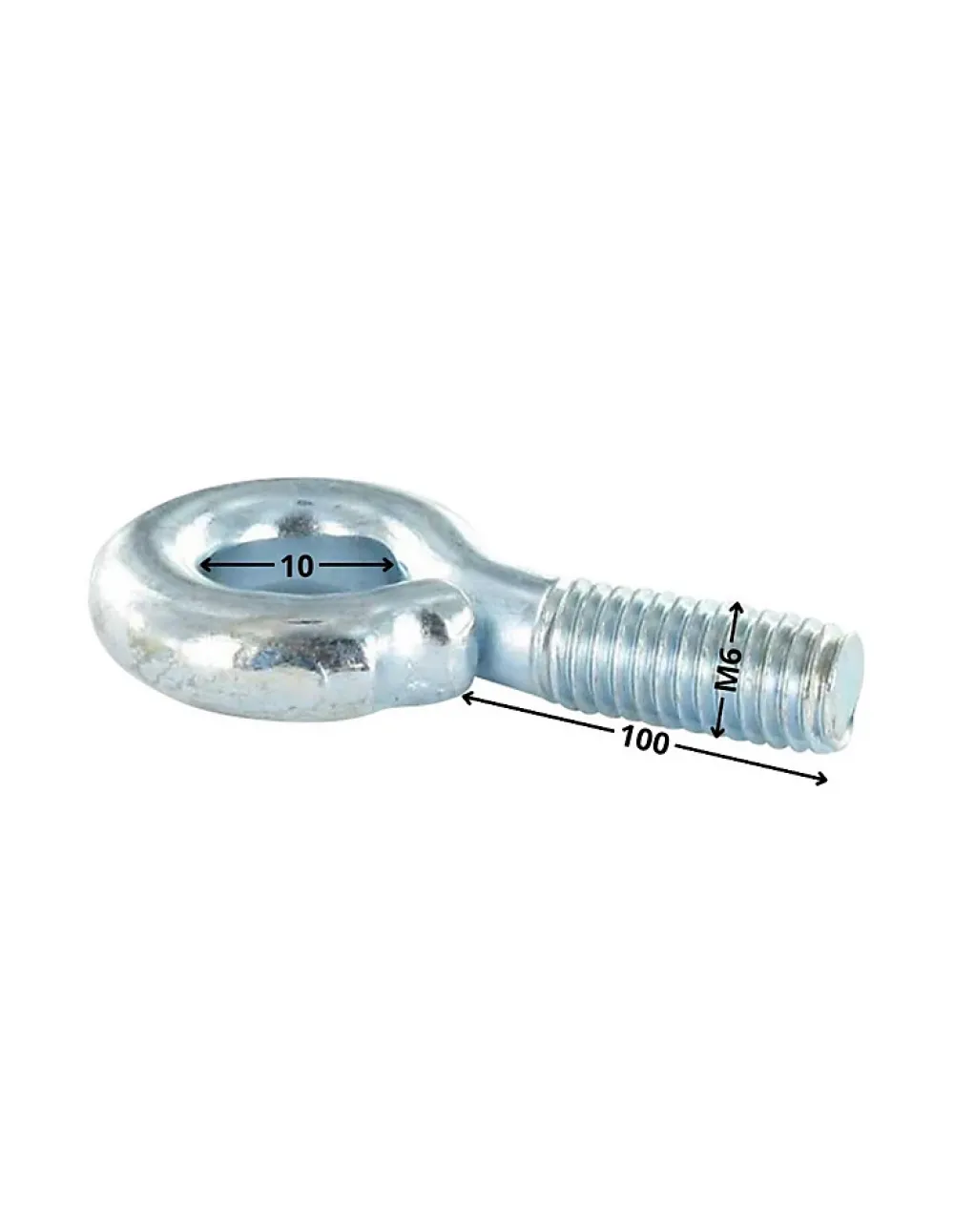 Vis Express Piton Métaux M6X100 Diamètre Oeil 10 Acier zingué - 30 pièces