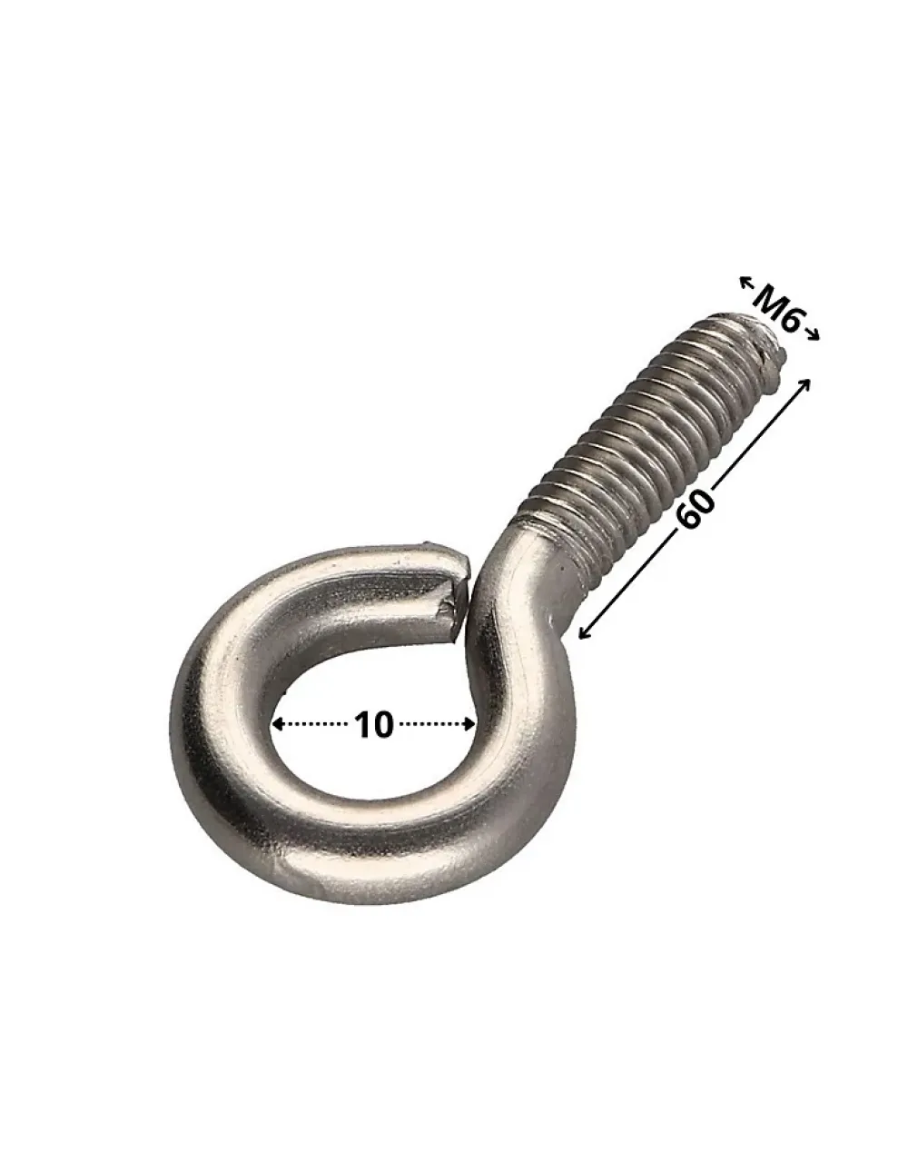 Vis Express Piton À Visser-Piton Métaux M6X60 Oeil 10 Inox A2 - 10 pièces