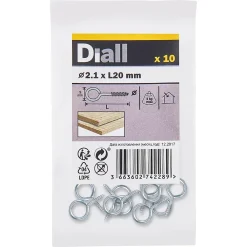 Diall Piton à vis en acier zingué 20x11 mm - 10 pièces