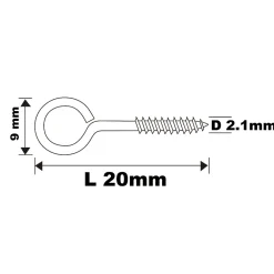 Diall Piton à vis en acier zingué 20x11 mm - 10 pièces
