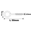 Diall Piton À Visser-Piton à vis en acier zingué 50x19 mm - 2 pièces