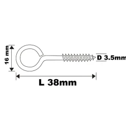 Diall Piton À Visser-Piton à vis en acier zingué 38x14 mm - 2 pièces