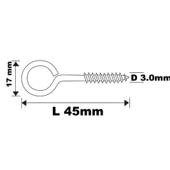 Diall Piton à vis en acier zingué 45x19 mm - 100 pièces