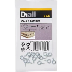 Diall Piton à vis en acier zingué 10x9 mm - 16 pièces