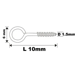 Diall Piton à vis en acier zingué 10x9 mm - 16 pièces
