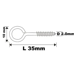 Diall Piton À Visser-Piton à vis en acier zingué 35x16 mm - 20 pièces