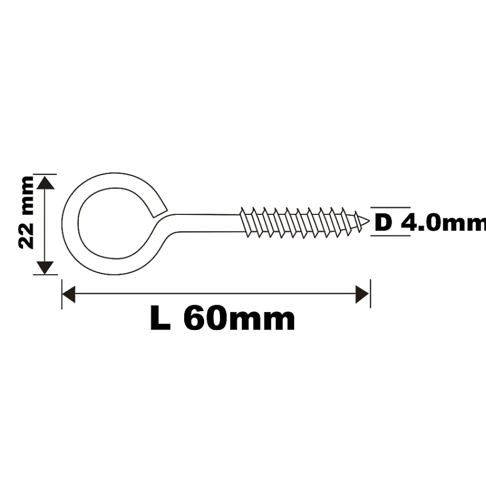Diall Piton à vis en acier zingué 60x27 mm - 6 pièces