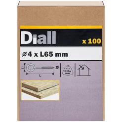 Diall Piton à vis longs en acier zingué 65x27 mm - 100 pièces