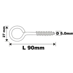 Diall Piton À Visser-Piton à vis longs en acier zingué 90x32 mm - 5 pièces