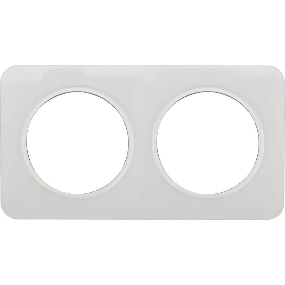 Jacobsen Plaque De Finition Pour Interrupteur Et Prise À Composer-Plaque de finition double Espen verre blanc à assembler