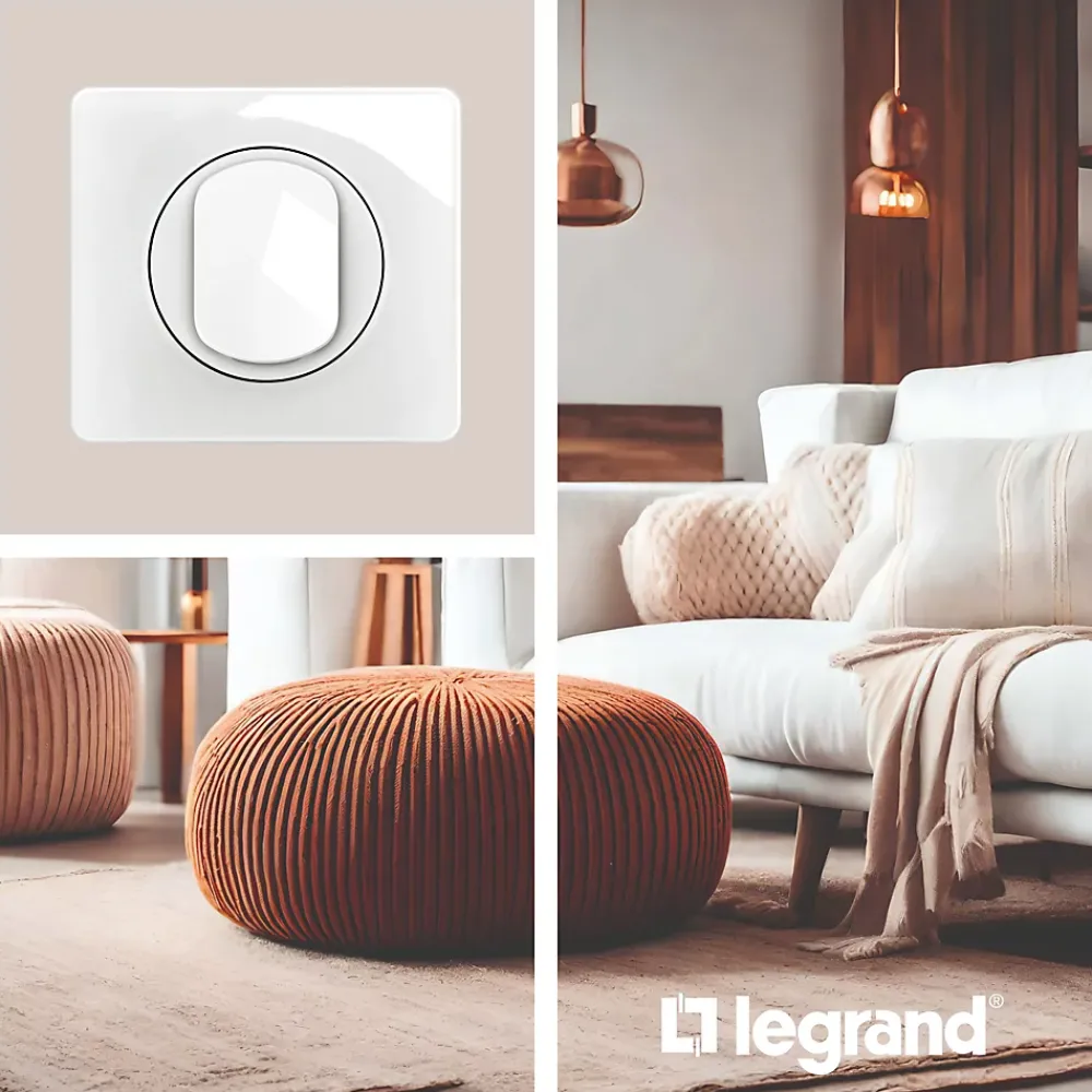 Legrand Plaque De Finition Pour Interrupteur Et Prise À Composer-Plaque de finition 1 poste Céliane CP0021 coloris blanc émaillé l.90 x P.9 x H.82 mm