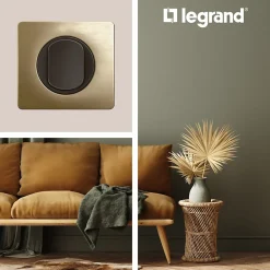 Legrand Plaque De Finition Pour Interrupteur Et Prise À Composer-Plaque de finition 1 poste Céliane CP1621 coloris bronze satiné l.90 x P.9 x H.82 mm