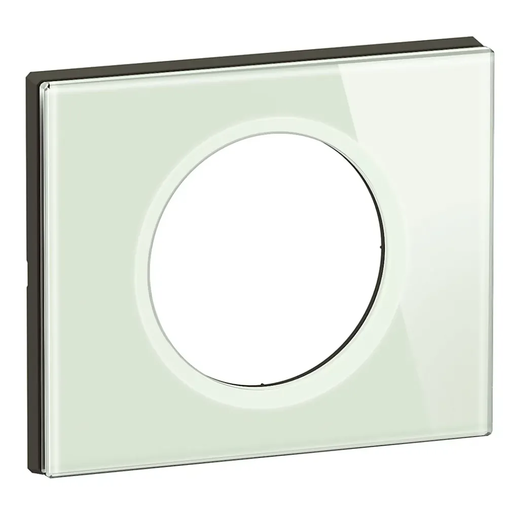 Legrand Plaque de finition 1 poste Céliane CP2001 coloris verre opale blanc l.101 x P.11 x H.84 mm